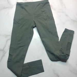 Athleta Army Green Mesh Accent Leggings Petite XXS
